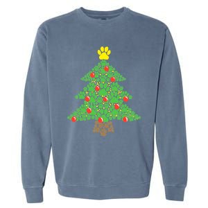 Cute Dog Paw Print Christmas Tree Funny Gift Garment-Dyed Sweatshirt