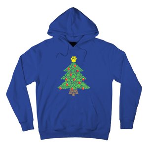 Cute Dog Paw Print Christmas Tree Funny Gift Hoodie