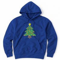 Cute Dog Paw Print Christmas Tree Funny Gift Hoodie