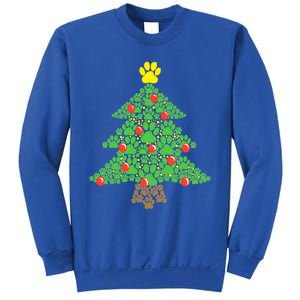 Cute Dog Paw Print Christmas Tree Funny Gift Sweatshirt