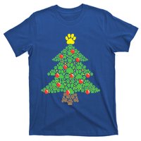 Cute Dog Paw Print Christmas Tree Funny Gift T-Shirt