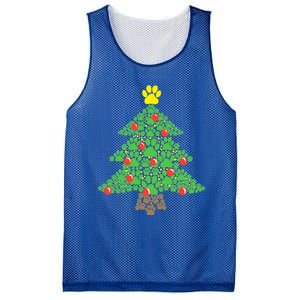 Cute Dog Paw Print Christmas Tree Funny Gift Mesh Reversible Basketball Jersey Tank