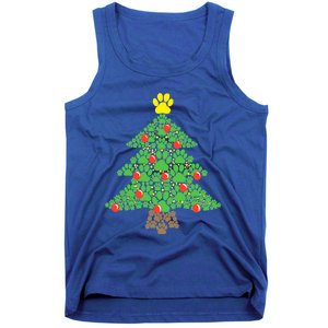 Cute Dog Paw Print Christmas Tree Funny Gift Tank Top