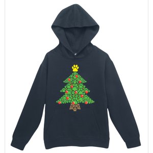 Cute Dog Paw Print Christmas Tree Funny Gift Urban Pullover Hoodie