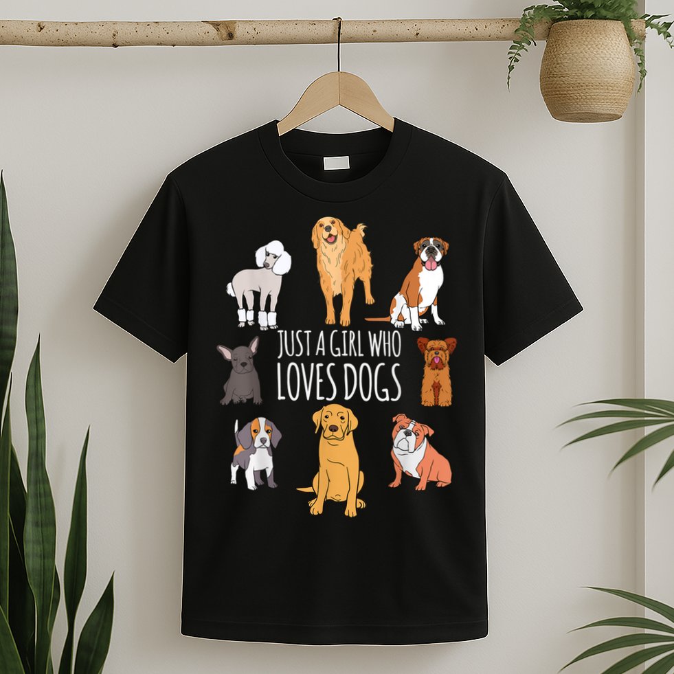Cute Dog & Puppy Lover Gift | Fun Just A Girl Who Loves Dogs T-Shirt
