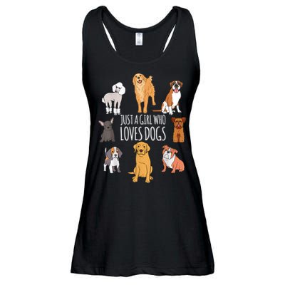 Cute Dog & Puppy Lover Gift | Fun Just A Girl Who Loves Dogs Ladies Essential Flowy Tank