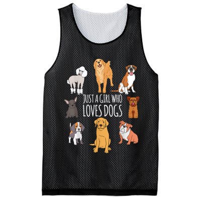 Cute Dog & Puppy Lover Gift | Fun Just A Girl Who Loves Dogs Mesh Reversible Basketball Jersey Tank