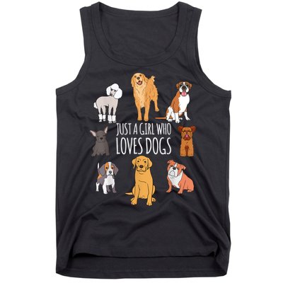 Cute Dog & Puppy Lover Gift | Fun Just A Girl Who Loves Dogs Tank Top