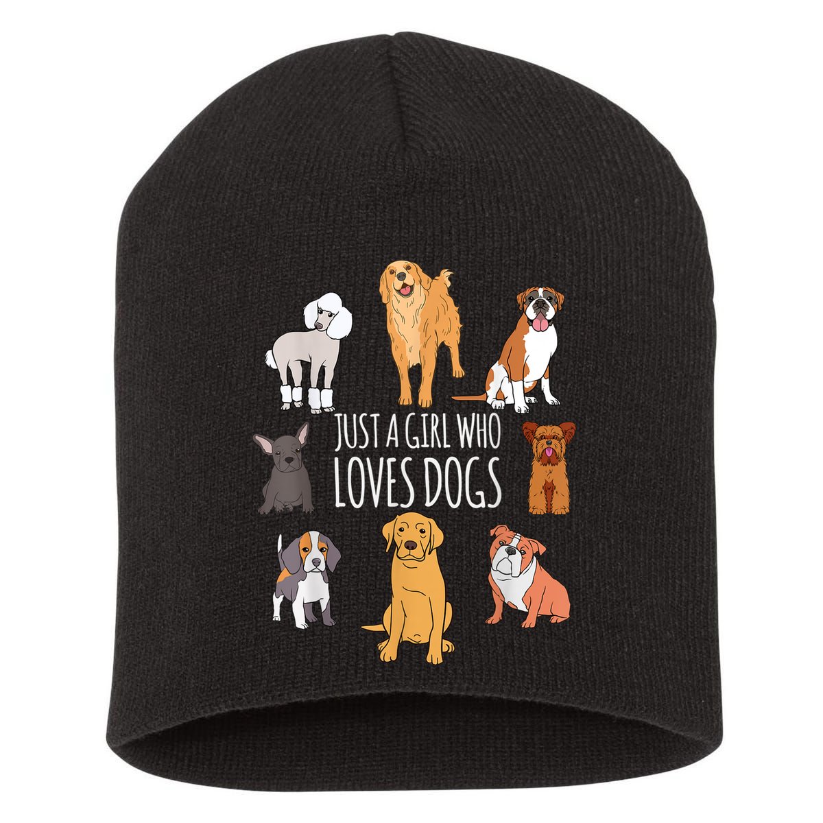 Cute Dog & Puppy Lover Gift | Fun Just A Girl Who Loves Dogs Short Acrylic Beanie