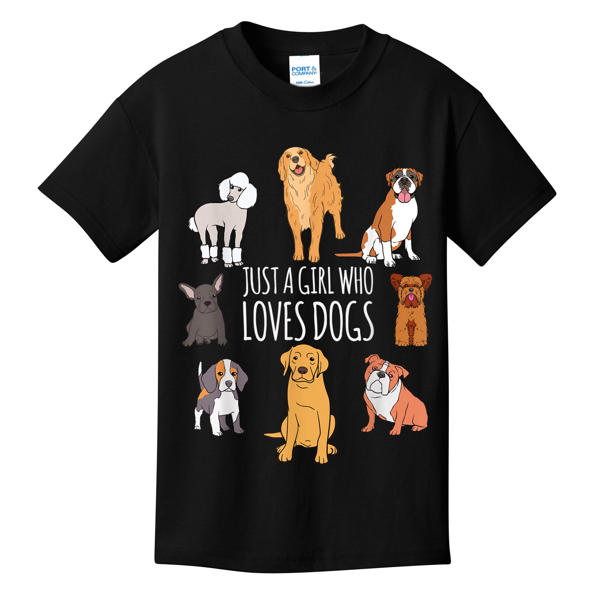 Cute Dog & Puppy Lover Gift | Fun Just A Girl Who Loves Dogs Kids T-Shirt