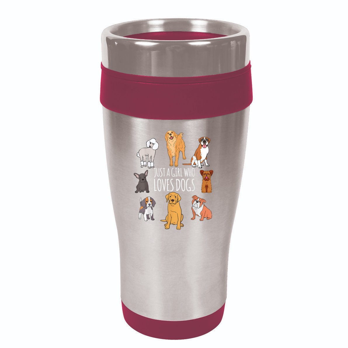 Cute Dog & Puppy Lover Gift | Fun Just A Girl Who Loves Dogs 16oz Travel Tumbler