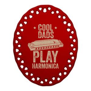 Cool Dads Play Harmonica Harmonica Gift Musician Blues Gift Ceramic Oval Ornament