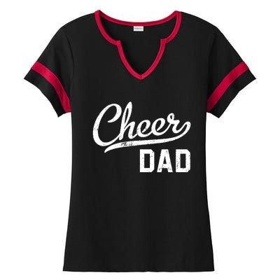 Cheer Dad Proud Cheerleading Dad Gift Ladies Halftime Notch Neck Tee