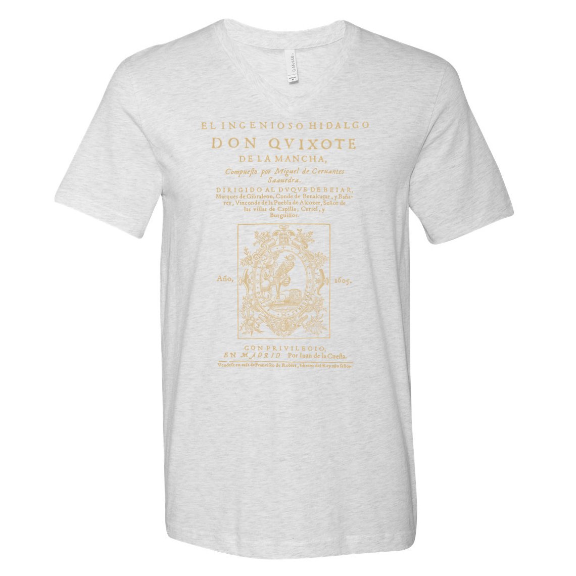 Cervantes Don Quijote De La Mancha. Dark Clothes Version T-Shirt V-Neck T-Shirt