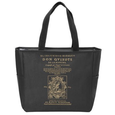 Cervantes Don Quijote De La Mancha. Dark Clothes Version T-Shirt Zip Tote Bag