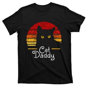 Cat Daddy Retro 70s 80s Black Cat Funny Cat Dad T-Shirt