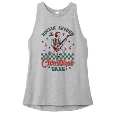 Christmas Dtf Rockin Around The Christmas Tree Dtf Transfer Ready To Press Ladies PosiCharge Tri-Blend Wicking Tank