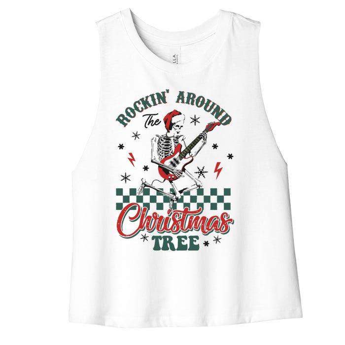 Christmas Dtf Rockin Around The Christmas Tree Dtf Transfer Ready To Press Women's Racerback Cropped Tank