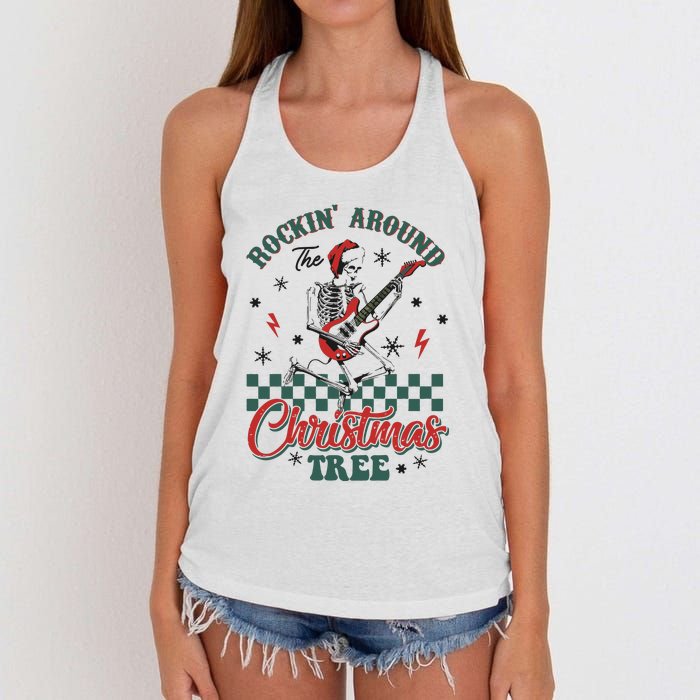 Christmas Dtf Rockin Around The Christmas Tree Dtf Transfer Ready To Press Women's Knotted Racerback Tank