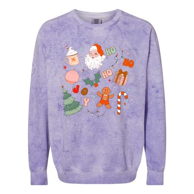 Christmas Doodle Retro Santa Holiday Season Colorblast Crewneck Sweatshirt