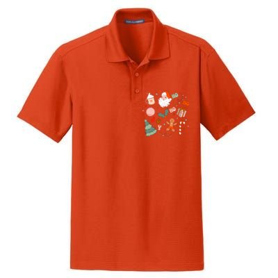 Christmas Doodle Retro Santa Holiday Season Dry Zone Grid Polo