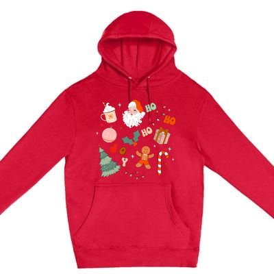 Christmas Doodle Retro Santa Holiday Season Premium Pullover Hoodie