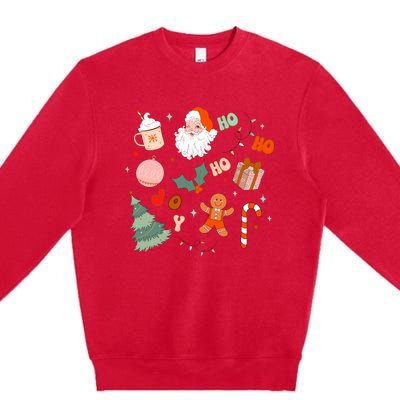 Christmas Doodle Retro Santa Holiday Season Premium Crewneck Sweatshirt