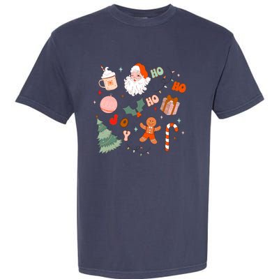 Christmas Doodle Retro Santa Holiday Season Garment-Dyed Heavyweight T-Shirt