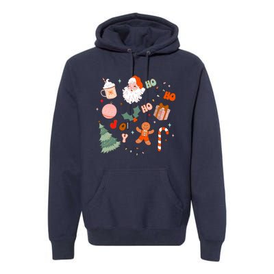 Christmas Doodle Retro Santa Holiday Season Premium Hoodie