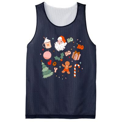 Christmas Doodle Retro Santa Holiday Season Mesh Reversible Basketball Jersey Tank