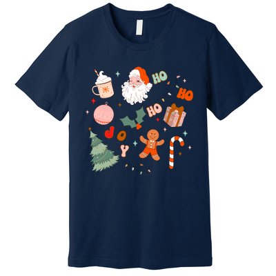 Christmas Doodle Retro Santa Holiday Season Premium T-Shirt