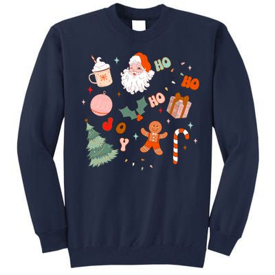 Christmas Doodle Retro Santa Holiday Season Tall Sweatshirt