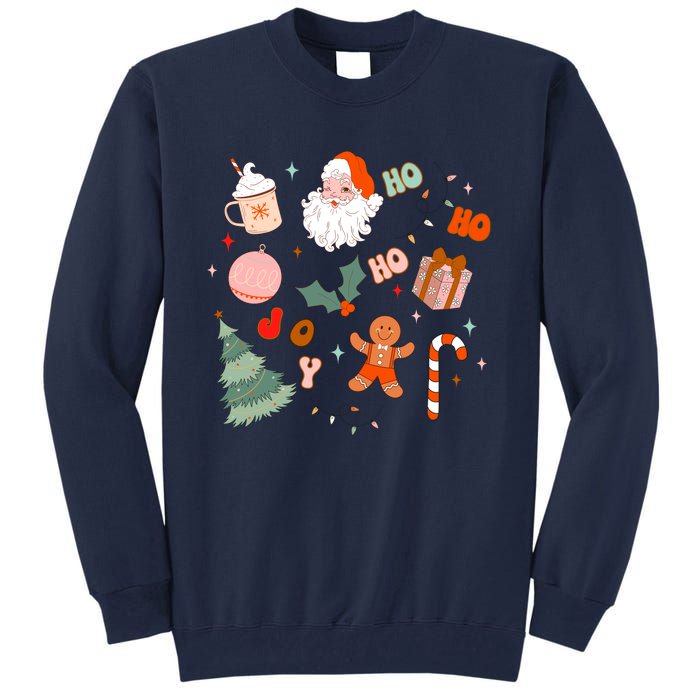 Christmas Doodle Retro Santa Holiday Season Tall Sweatshirt