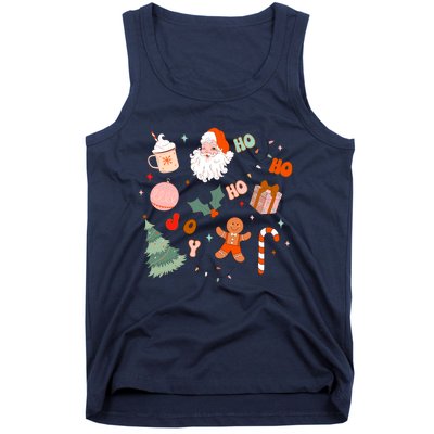 Christmas Doodle Retro Santa Holiday Season Tank Top