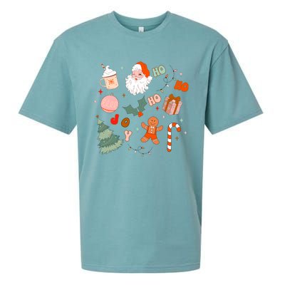 Christmas Doodle Retro Santa Holiday Season Sueded Cloud Jersey T-Shirt