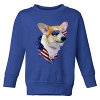 Corgi Dog Retro American Usa Flag 4 July Pop Art Corgi Lover Great Gift Toddler Sweatshirt