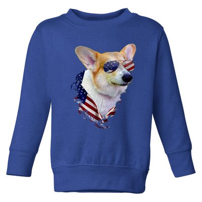 Corgi Dog Retro American Usa Flag 4 July Pop Art Corgi Lover Great Gift Toddler Sweatshirt