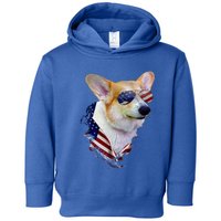 Corgi Dog Retro American Usa Flag 4 July Pop Art Corgi Lover Great Gift Toddler Hoodie