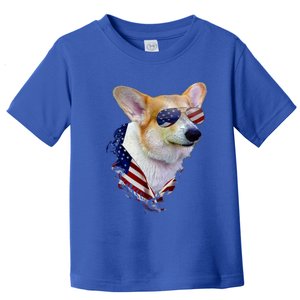 Corgi Dog Retro American Usa Flag 4 July Pop Art Corgi Lover Great Gift Toddler T-Shirt