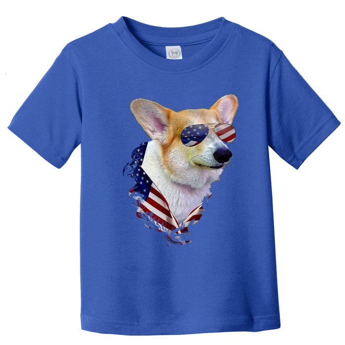 Corgi Dog Retro American Usa Flag 4 July Pop Art Corgi Lover Great Gift Toddler T-Shirt