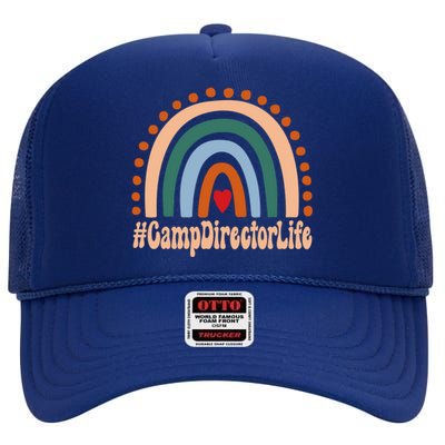 Camp Director Rainbow Appreciation Day Hello Back To School Great Gift High Crown Mesh Back Trucker Hat