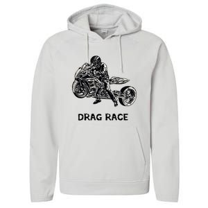 Cool Drag Race Motorcycle For Racing Lovers Performance Fleece Hoodie