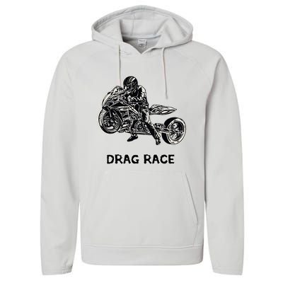 Cool Drag Race Motorcycle For Racing Lovers Performance Fleece Hoodie