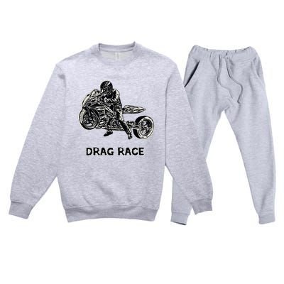 Cool Drag Race Motorcycle For Racing Lovers Premium Crewneck Sweatsuit Set