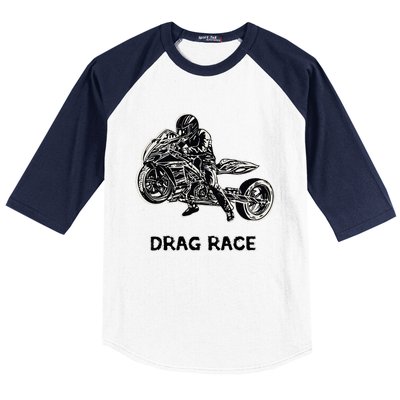 Cool Drag Race Motorcycle For Racing Lovers Baseball Sleeve Shirt