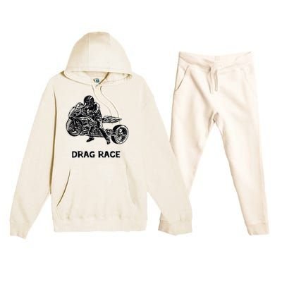 Cool Drag Race Motorcycle For Racing Lovers Premium Hooded Sweatsuit Set