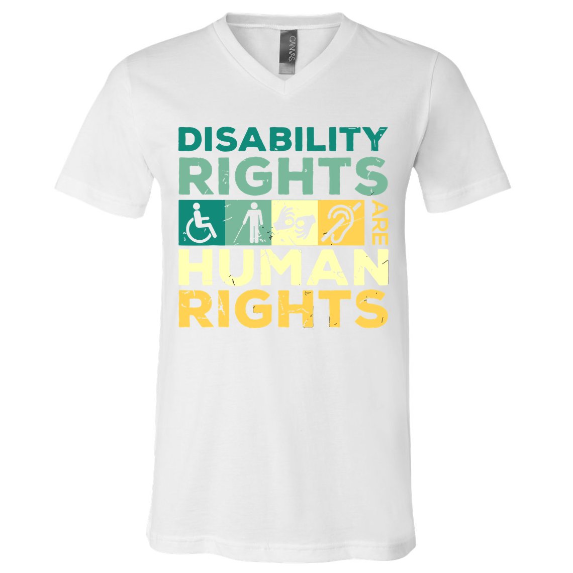 Cool Disability Rights Are Human Rights Support Caregivers V-Neck T-Shirt