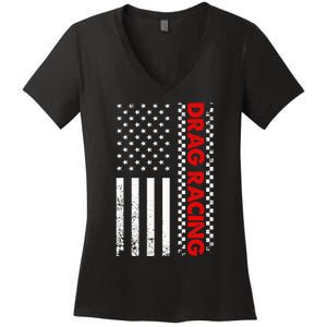 Cool Drag Racing Design For Drag Race Car Lovers Women's V-Neck T-Shirt