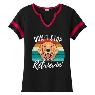 Cute Dog Retro Dont Stop Retrievin Golden Retriever Lovers Gift Ladies Halftime Notch Neck Tee