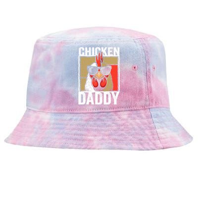 Chicken Daddy Rooster Farmer Funny Fathers Day For Tie-Dyed Bucket Hat